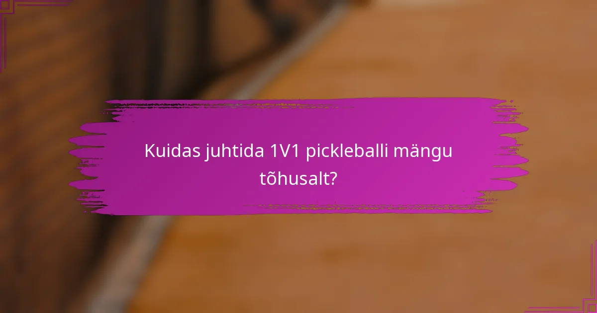 Kuidas juhtida 1V1 pickleballi mängu tõhusalt?