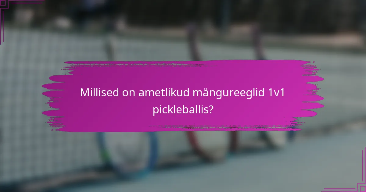 Millised on ametlikud mängureeglid 1v1 pickleballis?