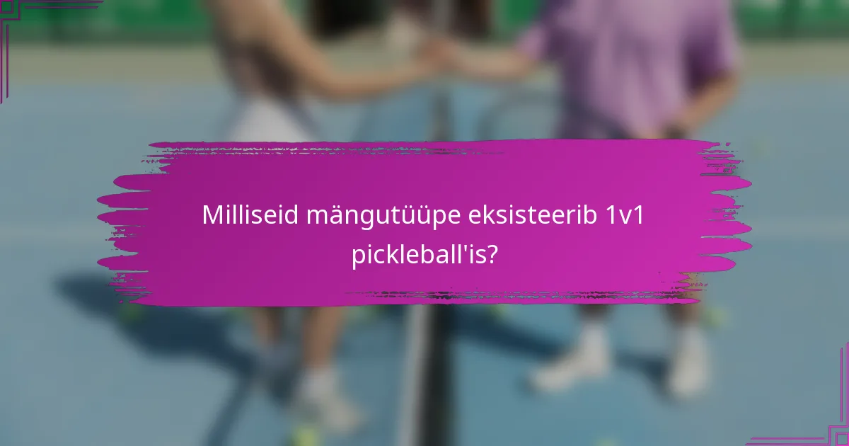 Milliseid mängutüüpe eksisteerib 1v1 pickleball'is?