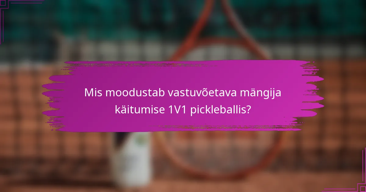 Mis moodustab vastuvõetava mängija käitumise 1V1 pickleballis?